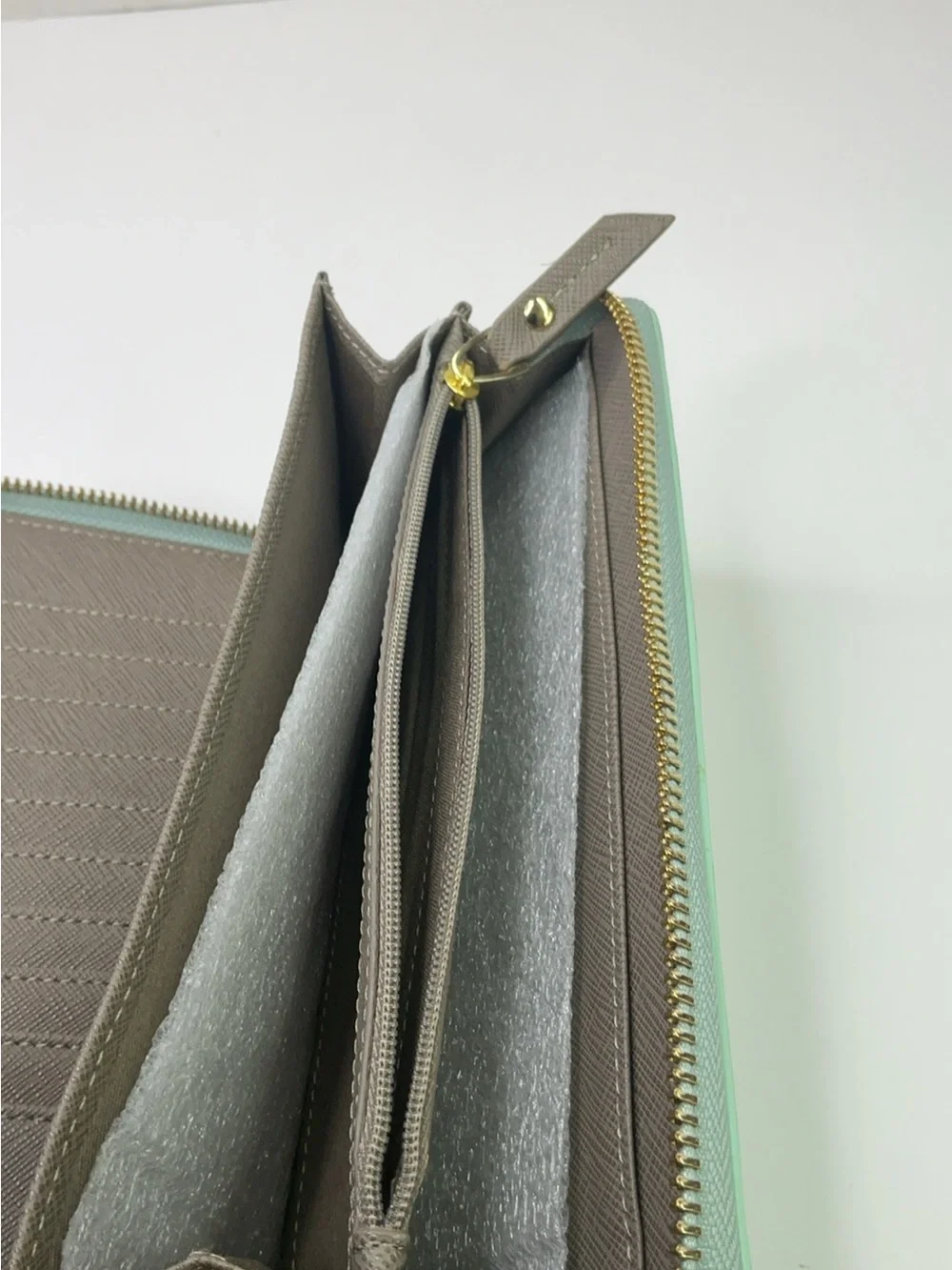 Neiman Marcus light green Saffiano Wallet